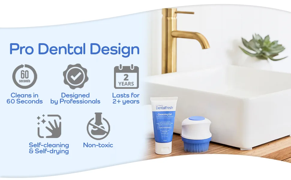 Dr Mark s SureGrip Denture Cleaning Brush  Brushing Tool for Fresh  Deep Clean  Replacement Toothbrush for Dentures  Scrubs and Washes Away Food  Bio Films  and Microscopic Invaders - Designed by a Dentist
