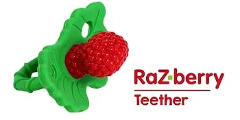 RAZBABY Razbuddy Razberry Teether/Pacifier Holder w/Removable Baby Teether Toy - 0M+ - Bpa Free - Bunny - RaZberry Teether