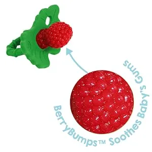 RAZBABY Razbuddy Razberry Teether/Pacifier Holder w/Removable Baby Teether Toy - 0M+ - Bpa Free - Bunny - RaZberry Teether Soothing Gums