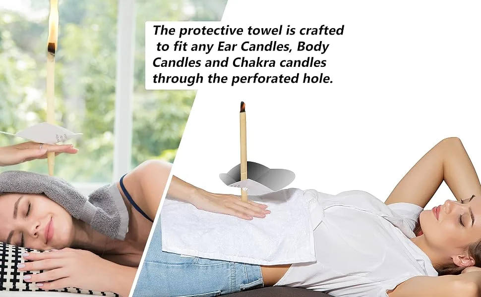 4 Ear Candling Treatment Towels with 20 pcs Ear Candling Protective Discs  Gray. Please Note  Ear Candles not Included - ear canding candles Protective Discs