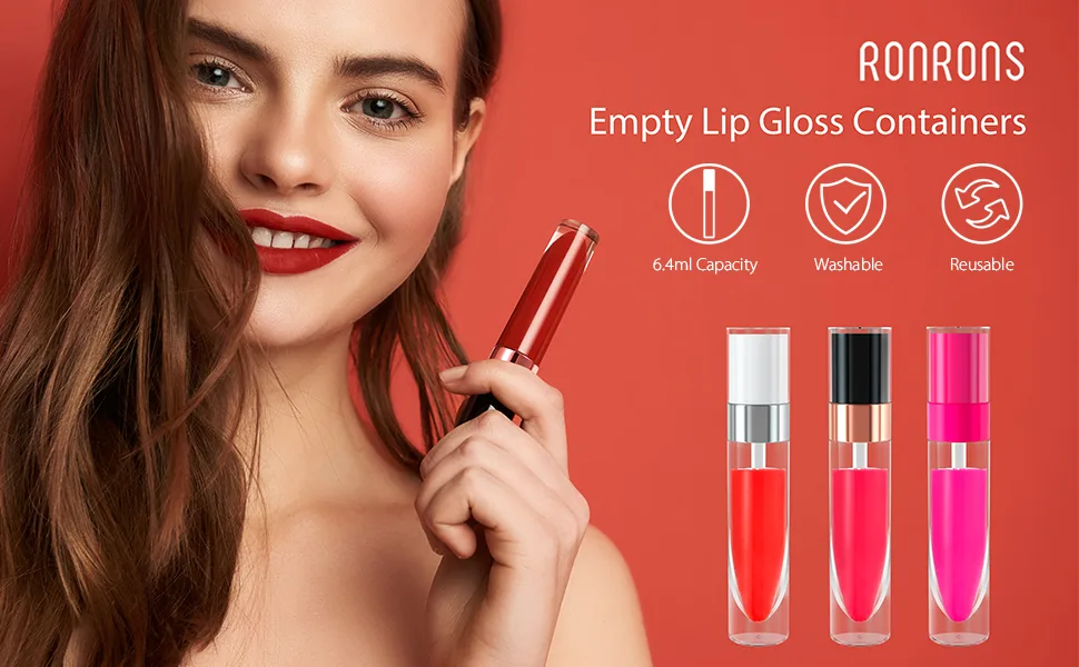 RONRONS 6.4ml/0.22oz Empty Lip Gloss Bottles Tube  10 Pieces White Refillable Lip Glaze Bottle with Wand Tip  Mini Lip Oil Samples Vials Container for Travel Split Charging DIY Makeup - product information 1