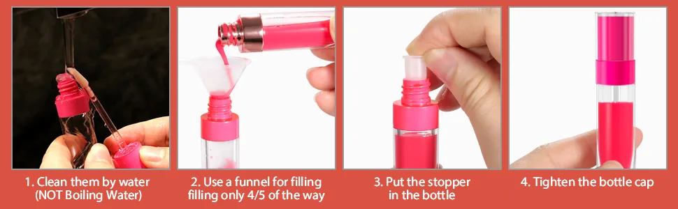 RONRONS 6.4ml/0.22oz Empty Lip Gloss Bottles Tube  10 Pieces White Refillable Lip Glaze Bottle with Wand Tip  Mini Lip Oil Samples Vials Container for Travel Split Charging DIY Makeup - product information 4