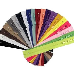 MebuZip 20PCS 20 Inches Double Slider Zippers 3 Nylon Coil Zippers with Two Long Pulls Head to Head Closed Ended Zippers 20 Assorted Colors (20) - product information 2