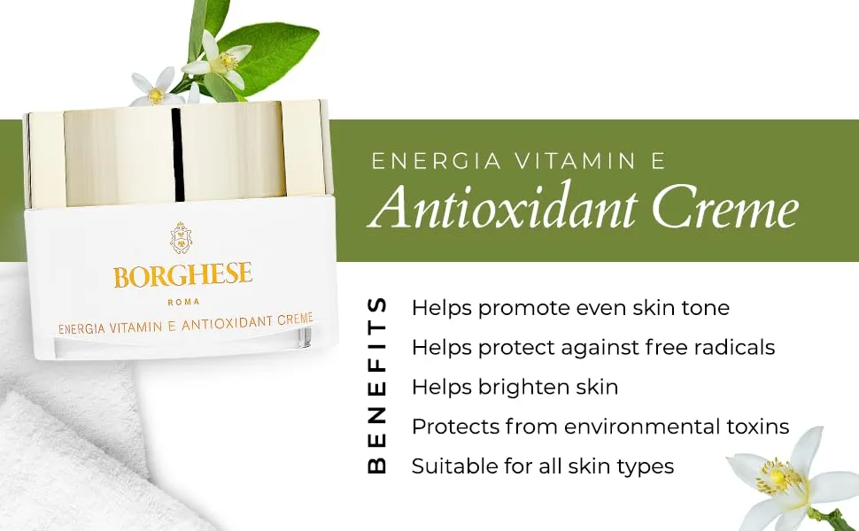 Borghese ENERGIA Vitamin E Antioxidant Creme - Vitamin E Cream - 1 FL Oz - ENERGIA Vitamin E Antioxidant Creme
