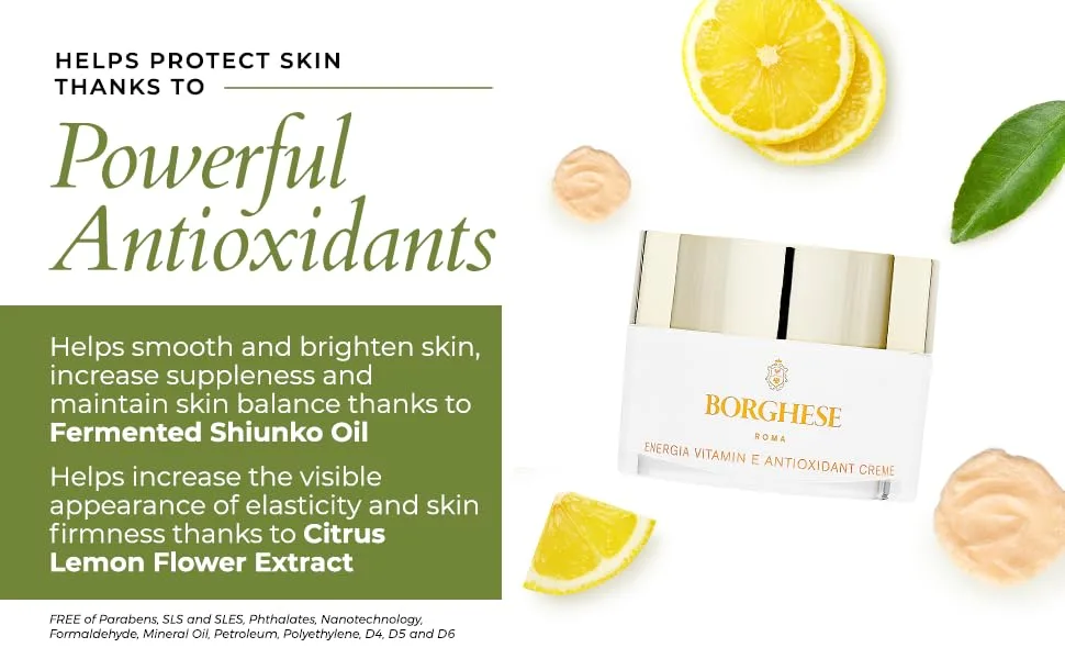 Borghese ENERGIA Vitamin E Antioxidant Creme - Vitamin E Cream - 1 FL Oz - ENERGIA Vitamin E Antioxidant Creme