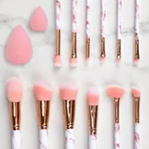 Makeup Brushes START MAKERS Professional 12Pcs Pink Marble Makeup Brush Set with Foundation Concealer Blush Eyeshadow Make Up Brushes Beauty Blender and Make Up Bag - brochas de maquillaje profesional