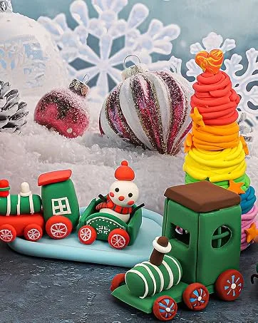 QMay Air Dry Clay-Modeling Clay Kit with Sculpting Tools  Great Gift for Kids  50 Colors  1.65lbs Green Box - Christmas train