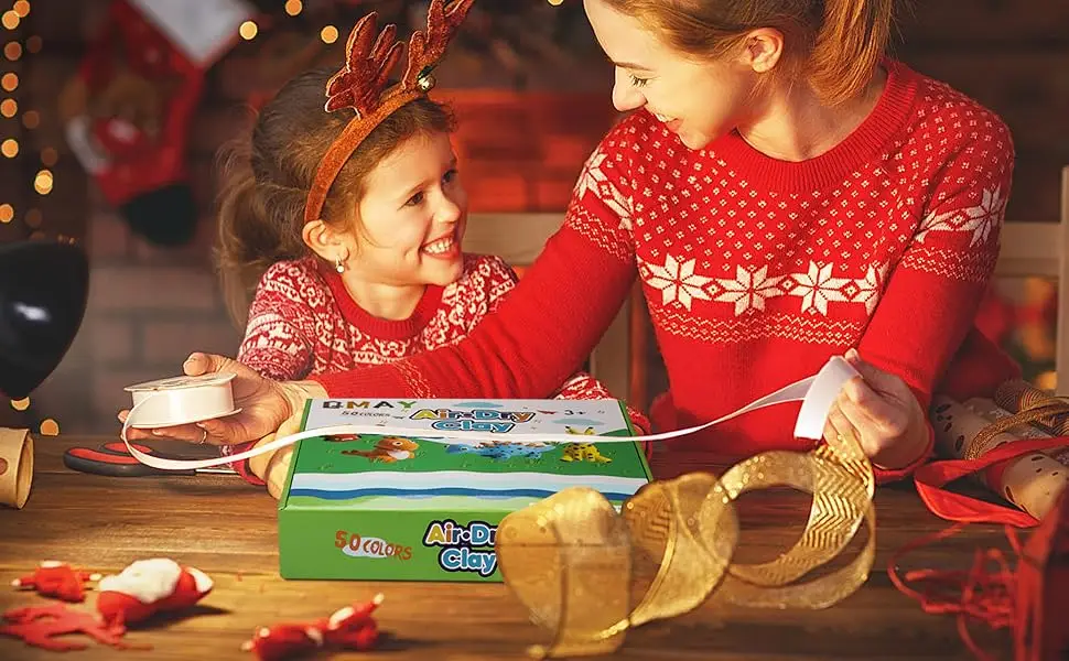 QMay Air Dry Clay-Modeling Clay Kit with Sculpting Tools  Great Gift for Kids  50 Colors  1.65lbs Green Box - clay for kids