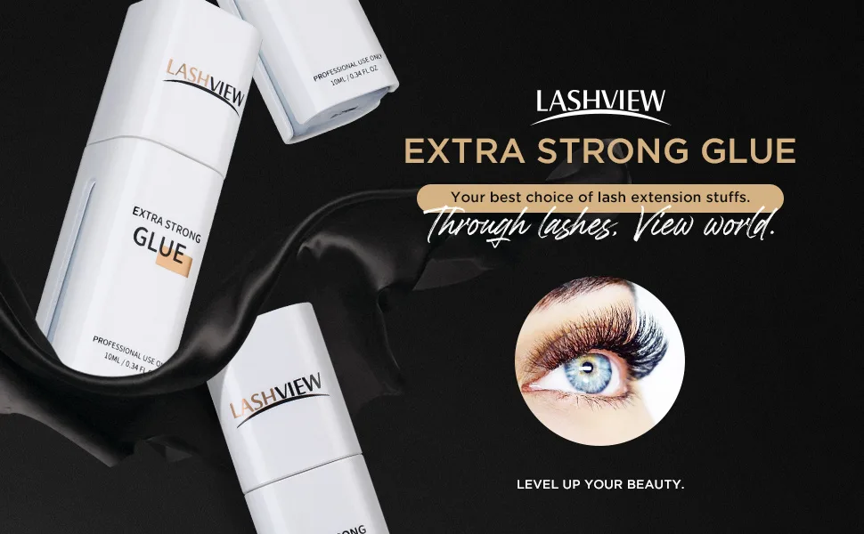 LASHVIEW Eyelash Extension Glue Lash Extension Glue Precise Drop Technology Glue Accurate 0.03ml Per Drop Maximum Bonding Power 1 Sec Dry Time Long-Lasting Time 10ml - lashview lash glue