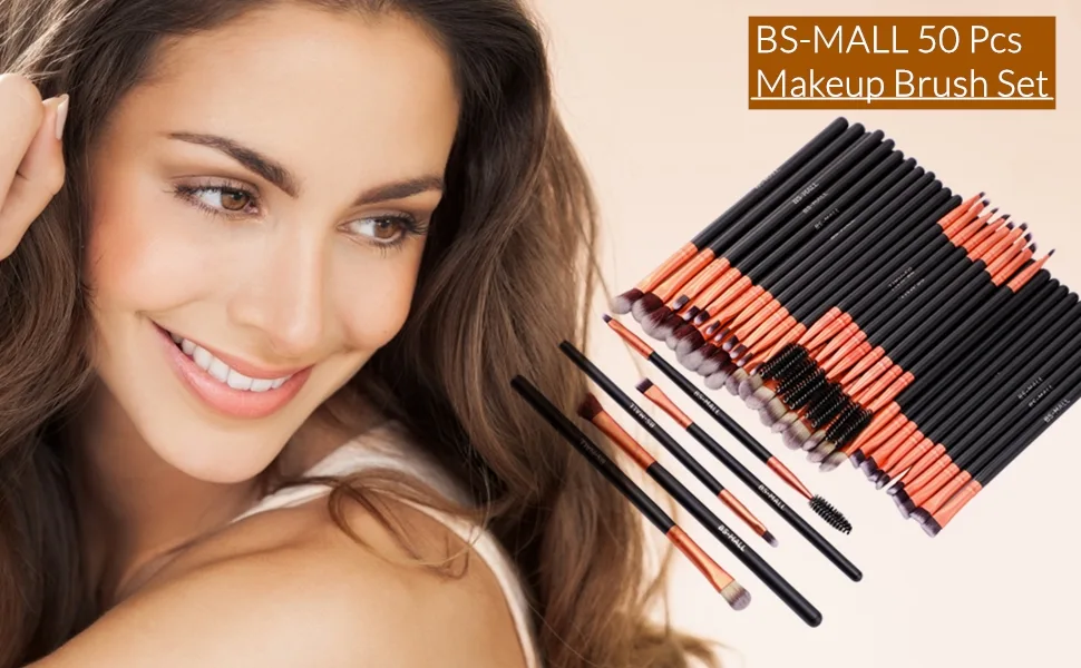 BS-MALL Eye Makeup Brushes 50 pcs Eyeshadow Makeup Brushes Set Soft Synthetic Hairs Wood Handle for Eyeshadow  Eyebrow  Eyeliner  Blending & Concealer - product information 25