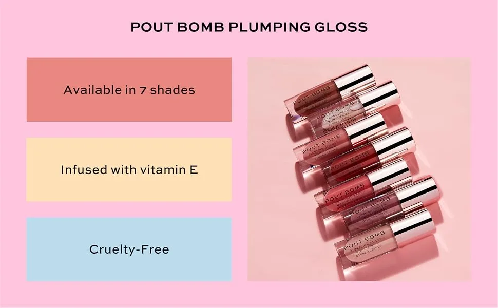 Makeup Revolution Pout Bomb Plumping Gloss  Lip Plumper Gloss To Increase Lip Volume  Contains Vitamin E  Glaze  4.6ml - Pout Bomb Plumping Gloss