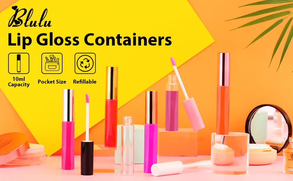 Blulu 30 Piece Lip Gloss Tube 10 ml Empty Refillable Lip Balm Bottle Clear Plastic Lip Gloss Container Reusable Lipstick Bottle with Rubber Insert for Lipstick (Assorted Colors) - product information 1