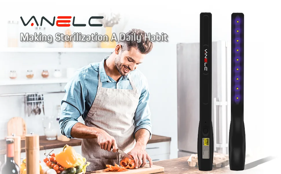 VANELC UVC Light Sanitizer Wand  Portable UV Light Sanitizer  Foldable Handheld Ultraviolet Sanitizer Machine - UV Light Sanitizer Wand