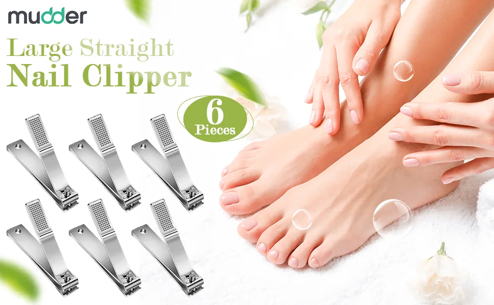 6 Pieces Large Toenails Clippers Straight Edge Toenails Clippers Stainless Steel Nails Cutters for Men Women Thick Nails - product information 1
