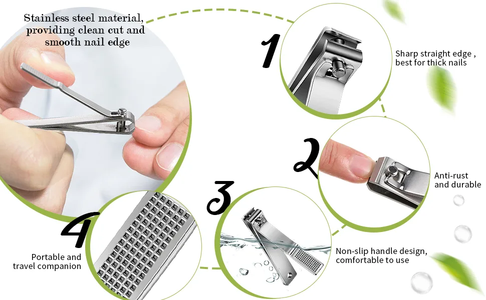 6 Pieces Large Toenails Clippers Straight Edge Toenails Clippers Stainless Steel Nails Cutters for Men Women Thick Nails - product information 2