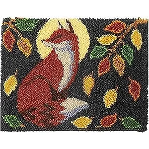 PakyKai Latch Hook Kits for Adults Color Printed Fox DIY Hook Rug Carpet Needlework Tapestry Kits for Home Decors Festival Gift 52x38cm - Latch Hook Kits For Adults Kids And Beginners