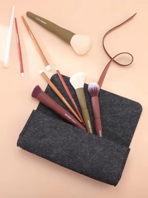 Makeup Brushes  EIGSHOW 5 Color Essential Kabuki Makeup Brush Set with Extra-soft Synthetic Fibers for Powder Blush Concealers Contouring Highlighting - professional makeup brush set kit eigshow best make up brushes travel makeup brushes with case