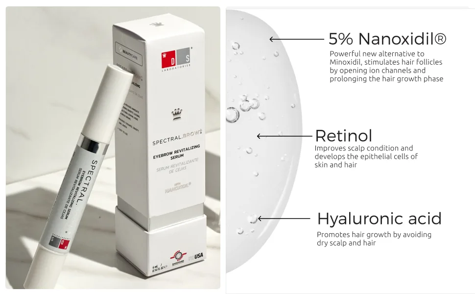 Spectral.BROW Brow Enhancing Serum by DS Laboratories - Promotes Appearance of Full  Bold Eyebrows  Get Denser  Thicker Eyebrows  Vegan and Cruelty Free - brow growth serum