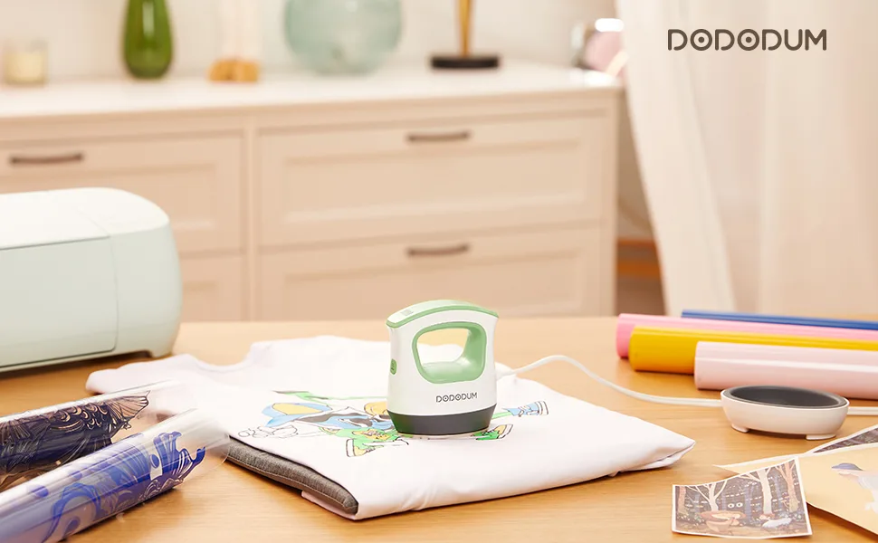 DODODUM Mini Heat Press Machine Easy to Use for T Shirts Shoes Hats Small HTV Iron-on Vinyl Projects Portable Heating Transfer Iron Green A-Green MINI - heat press machine