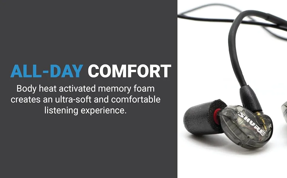 Comply  Professional Series Memory Foam Tips for All Shure Earbuds|Size Large  3 Pairs - All-Day Comfort