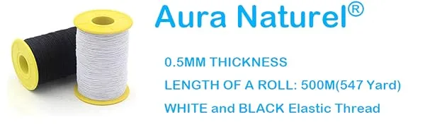 Aura Naturel 2 PCS 0.5mm White and Black Elastic Thread 547 Yard - Elastic Thread