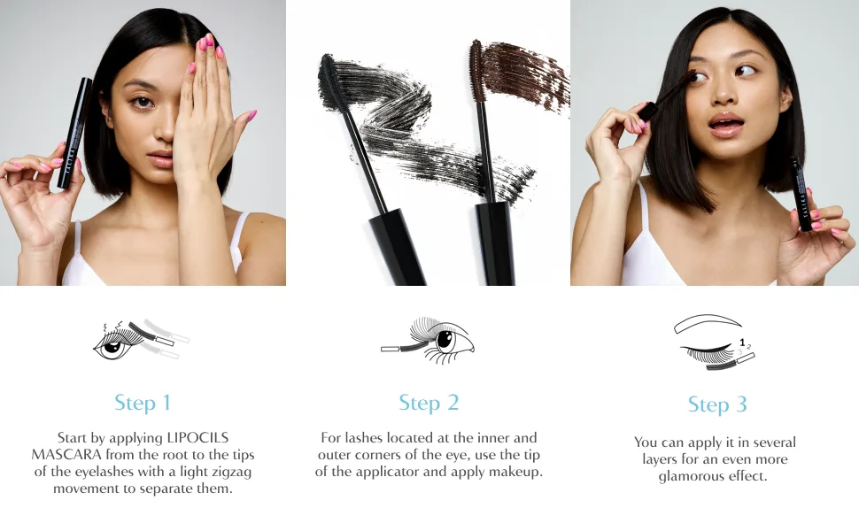 Talika Lipocils Mascara - Eyelash Growth Formula Mascara - 2-in-1 Makeup & Eyelash Care Solution - Brown - eye lashes clear mascara natural