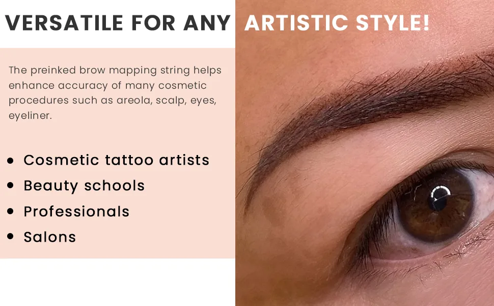 PMU Products WHITE Pre-Inked Microblading String for Brow Mapping   New and Improved Version   Heavily Inked - Brow Mapping String - Brow Mapping String