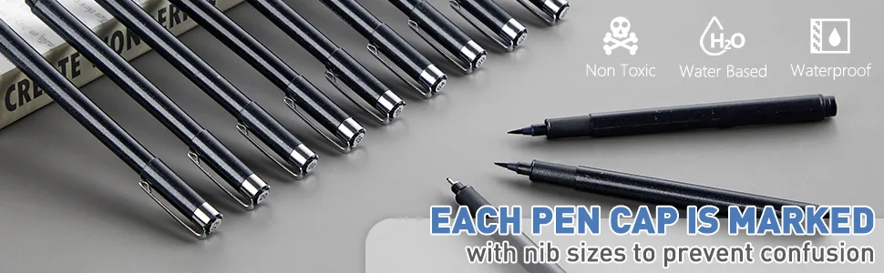 YISAN Black Drawing Pens 12 Art Pens Set Fineliner Ink Pens Micro-Pens Manga Pens for Sketching Technical Drawing 902195 - product information 2