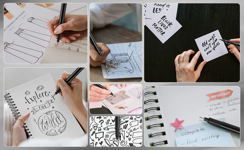 YISAN Black Drawing Pens 12 Art Pens Set Fineliner Ink Pens Micro-Pens Manga Pens for Sketching Technical Drawing 902195 - product information 7