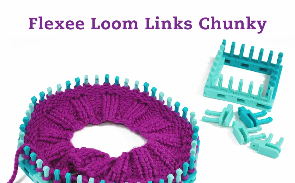 Authentic Knitting Board Flexee Chunky Loom Links  Teal & Turquoise 36 Piece - Flexee Loom Links Chunky
