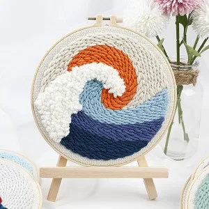 Punch Needle Embroidery Starter Kits Punch Needle Tool Threader Fabric Embroidery Hoop Yarn Rug Punch Needle Wave - product information 5