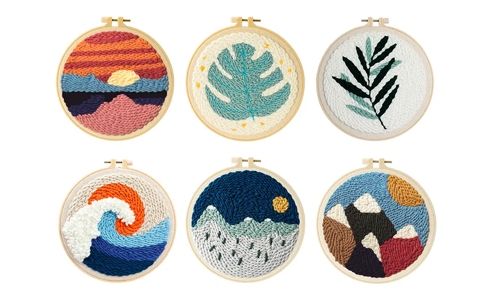 Punch Needle Embroidery Starter Kits Punch Needle Tool Threader Fabric Embroidery Hoop Yarn Rug Punch Needle Wave - product information 6