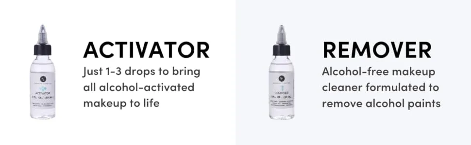 Narrative Cosmetics FX Alcohol-Activated Palette  Activator  and Remover Kit  Professional SFX Makeup Set Kit (Palette + Alcohol Activator + Remover) - use activator on alcohol-activated makeup to bring to life, use remover to remove alcohol paints