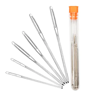 Hekisn Large-Eye Blunt Needles  6 Piece Pro Quality Stainless Steel Yarn Knitting Needles  Sewing Needles  Crafting Knitting Weaving Stringing Needles (6 Pieces) - 6 piece needle with 3 different sizes
