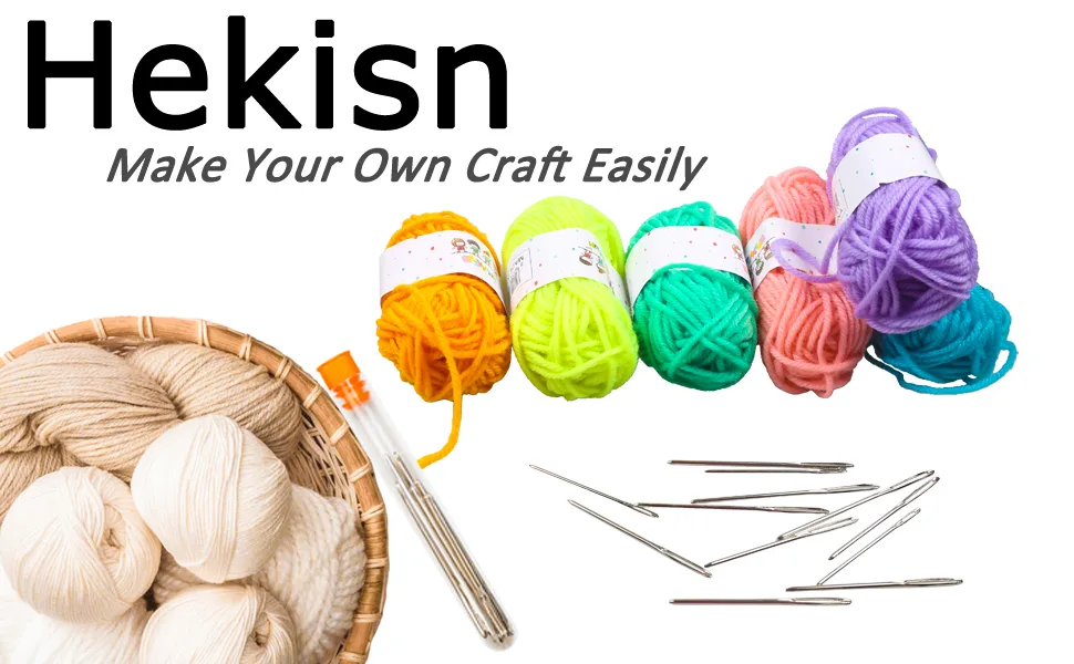 Hekisn Large-Eye Blunt Needles  6 Piece Pro Quality Stainless Steel Yarn Knitting Needles  Sewing Needles  Crafting Knitting Weaving Stringing Needles (6 Pieces) - 6pcs blunt needle with container