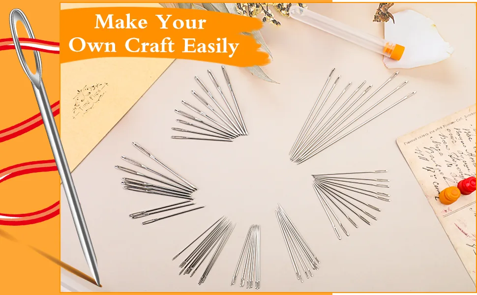 9 PCS Large Eye Stitching Needles - 3 Sizes Stitching Needles  3.5inch to 4.9inch Big Eye Hand Sewing Needles for Stitching and Crafting Projects - sewing needle
