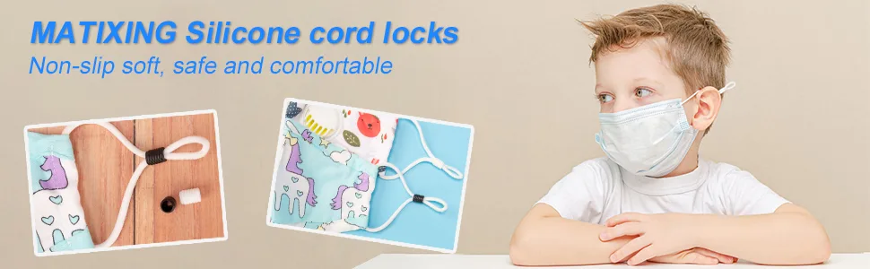 MATIXING 200Pcs Cord Locks Silicone for Drawstrings Elastic Cord Rope Adjuster Non Slip Stopper(100 Black and White) - product information 2