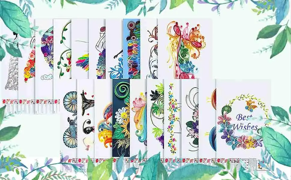 Rancco 20 Pcs Quilling Paper Stencils + 10 Pcs PVC Sheets  A4 Quilling Art Template Paper Filigree Pattern Origami Template  Wall Art Filigree - Quilling