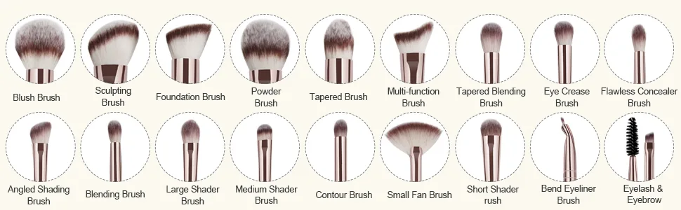 Makeup Brushes  18 Pcs Professional Premium Synthetic Make Up Brushes  Foundation Powder Concealers Eye Shadows Makeup Brush Set (Champagne Gold) - makeup brush set