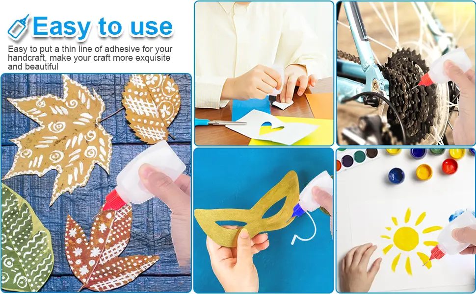 YGDZ 50ml Needle Tip Squeeze Bottle  8 PCS Precision Tip Applicator Bottles Glue Squeeze Bottles for Painting Quilling Ink Card Making  56pcs Stickers  8pcs Mini Funnels - Precision Tip Applicator Bottles