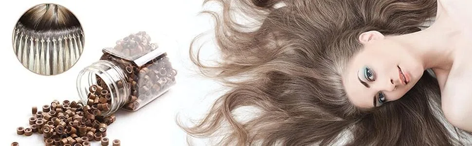 2500 pieces Seamless hair extension micro ring link beads 5mm silicone lined beads suitable for human hair extensions - This is a practical hair DIY tool,suitable for most hairstyles and a great helper for hair extension