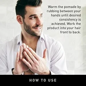 Brickell Men's Products Strong Hold Texturizing Pomade For Men  Natural and Organic  Pliable Fiber Pomade  2 Ounce  Scented - How To Use, Warm pomade between hands for desired consistency, Work into hair front to back