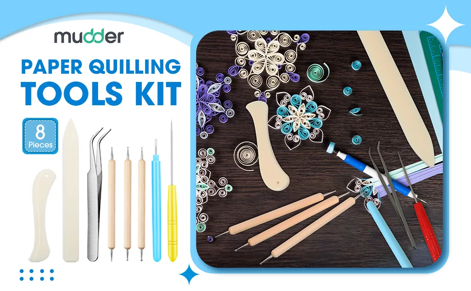 8 Pieces Bone Folder Tools Include 2 Pieces Bone Folder Paper Creaser 3 Pieces Double Head Indentation Pens with Sugar Stir Needle Quilling Needle Pen and Tweezers for Card Making Scrapbooking - product information 1