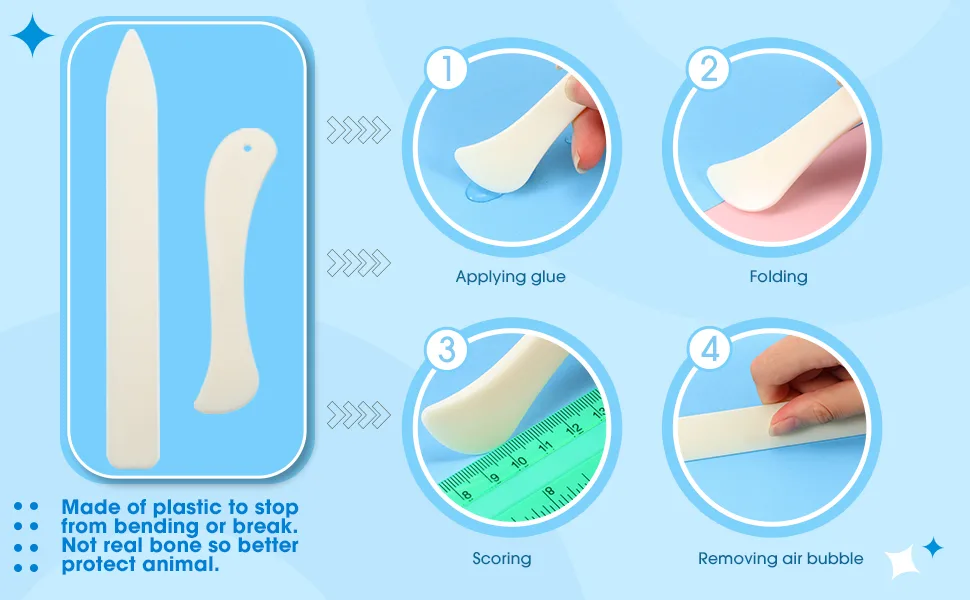 8 Pieces Bone Folder Tools Include 2 Pieces Bone Folder Paper Creaser 3 Pieces Double Head Indentation Pens with Sugar Stir Needle Quilling Needle Pen and Tweezers for Card Making Scrapbooking - product information 2