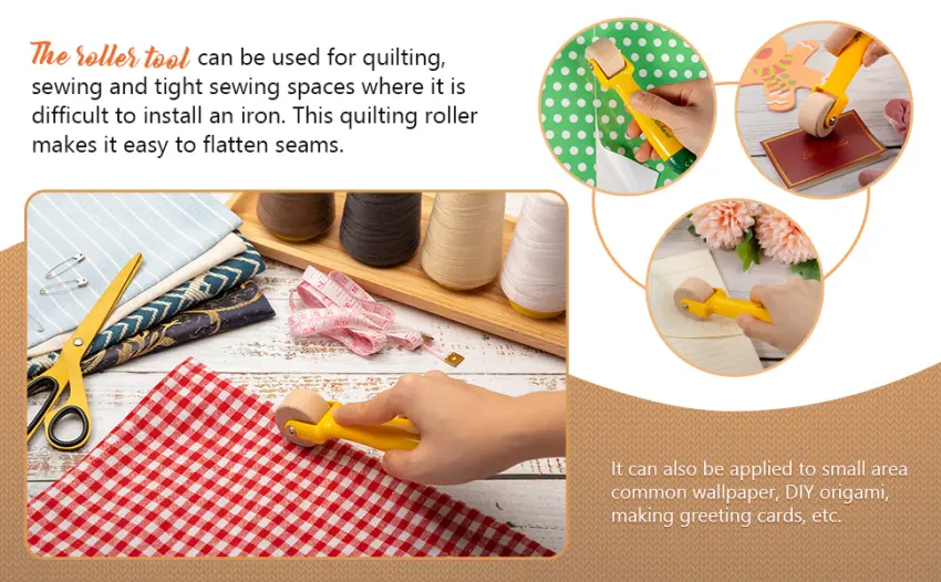 Quilting Seam Roller  Sewing Seam Roller Wallpaper Roller with Easy to Grip Handle for Quilting  Sewing  Print  Ink  Wallpaper  Home Decoration (1 Piece) - product information 2