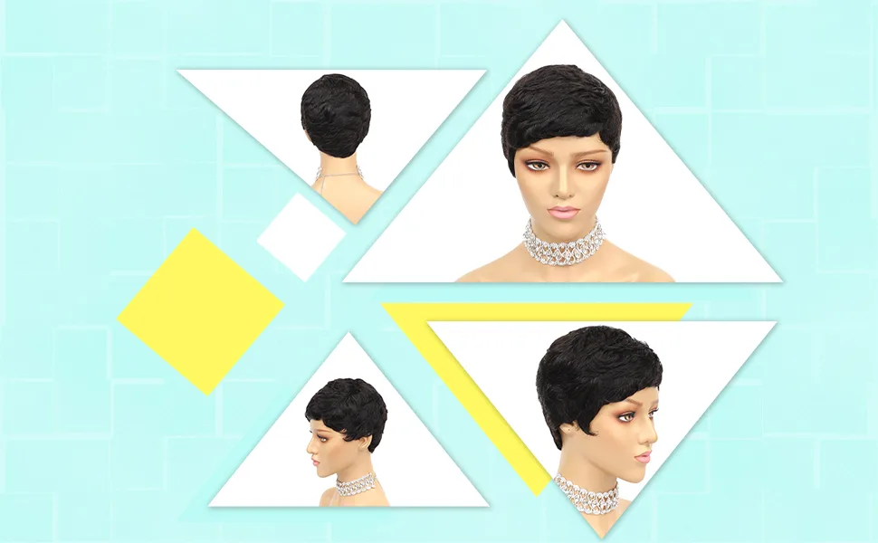 Gabrielle Short Human Hair Pixie Cut Wigs 100% Human Hair Cute Wig Short Pixie Wigs for Black Women Natural Boy Cut Wigs (Pixie Cut  1B) - piexie cut wig