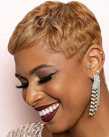 Gabrielle Short Human Hair Pixie Cut Wigs 100% Human Hair Cute Wig Short Pixie Wigs for Black Women Natural Boy Cut Wigs (Pixie Cut  1B) - pixie cut wig