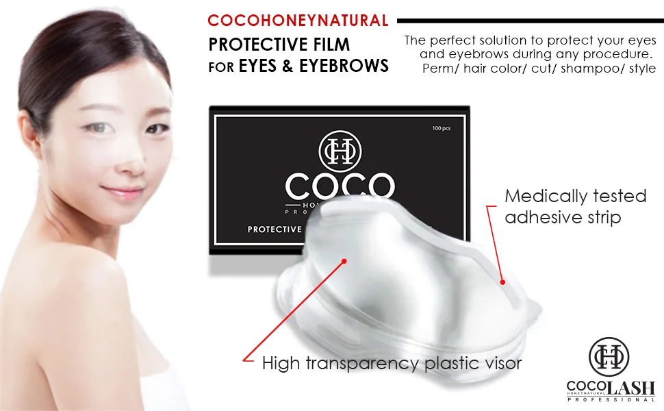 (100 PCS) Cocohoney Face Film Cover Shields Visors  Disposable Face Shields for Hairspray Salon Supplies  Microblading  Permanent Makeup  Shower  and Eyebrows Eyelash Extensions Eye Eyelid - product information 2