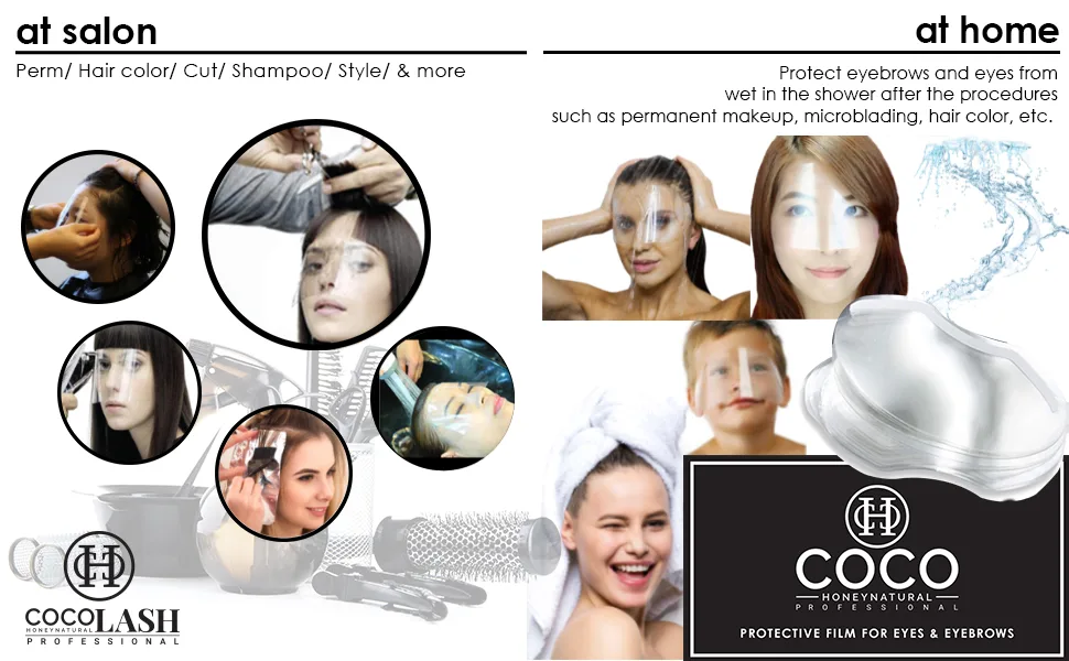 (100 PCS) Cocohoney Face Film Cover Shields Visors  Disposable Face Shields for Hairspray Salon Supplies  Microblading  Permanent Makeup  Shower  and Eyebrows Eyelash Extensions Eye Eyelid - product information 3