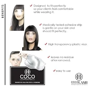 (100 PCS) Cocohoney Face Film Cover Shields Visors  Disposable Face Shields for Hairspray Salon Supplies  Microblading  Permanent Makeup  Shower  and Eyebrows Eyelash Extensions Eye Eyelid - product information 4